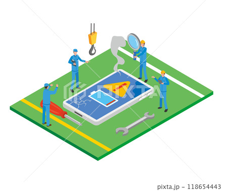 スマートフォン故障修理のイメージイラスト 118654443
