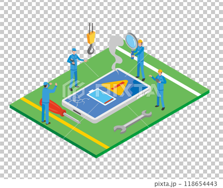 スマートフォン故障修理のイメージイラスト 118654443