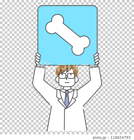 A female doctor holding up a panel depicting bones 118654793