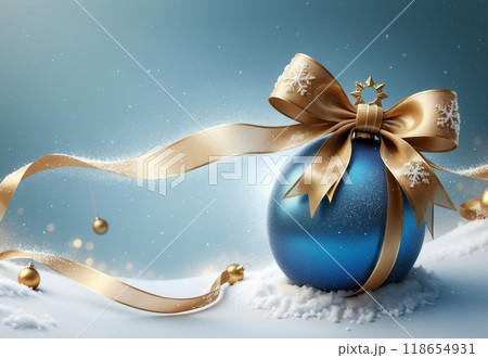 New Year greeting card, snow, New Year balls and place for text 118654931