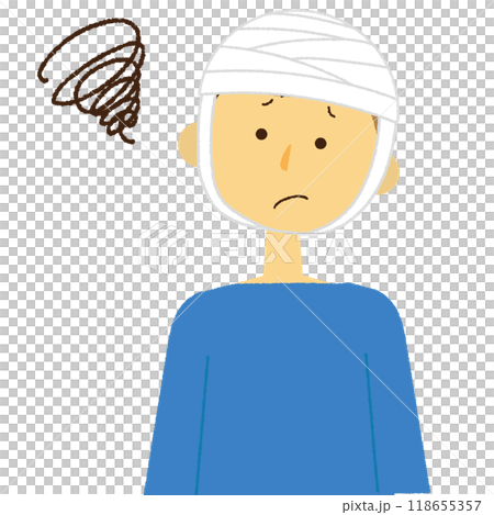 頭に包帯を巻いている男性のイラスト素材 [118655357] - PIXTA
