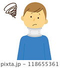 首にコルセットを撒いて痛がっている男性 118655361