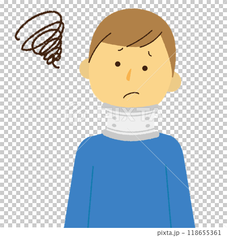 A man in pain with a corset around his neck 118655361
