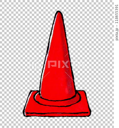 Red cone hand drawn illustration Red cone hand drawn illustration 118655391
