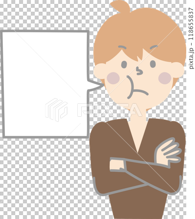 collection set of cute doodle hand draw facial expression speech bubble balloon with angry boy man character, text box think speak talk banner, flat png transparent element design 118655837