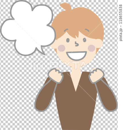 collection set of cute doodle hand draw facial expression speech bubble balloon with happy boy man character, text box think speak talk banner, flat png transparent element design 118655838