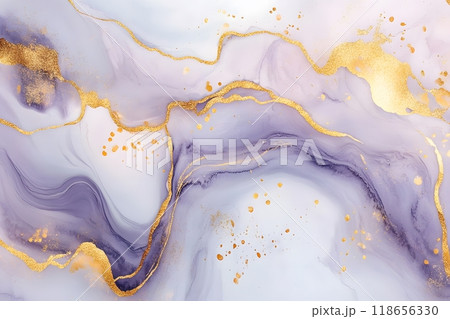 Marble liquid watercolor background with gold wave pattern.. Generative AI. 118656330
