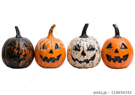 Halloween pumpkins, isolated against a white background. Generative AI. 118656342