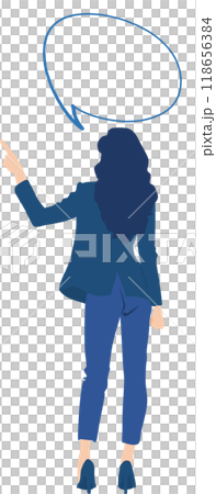 Illustration of a businesswoman making a comment 118656384