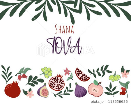 Shana Tova greeting banner vector graphic Shana Tova greeting banner vector graphic 118656626