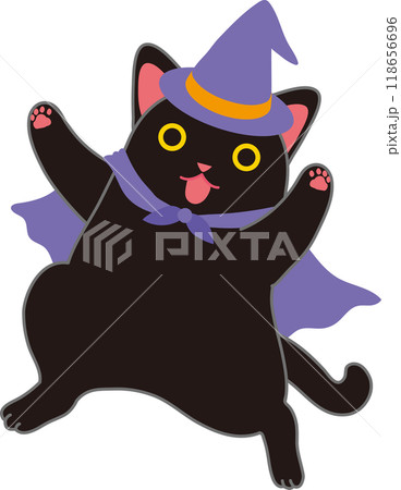 ハロウイーン_ハロウイン仮装して踊る黒猫_ダンシング 118656696
