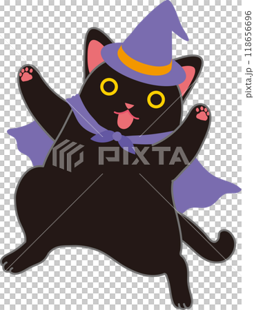 ハロウイーン_ハロウイン仮装して踊る黒猫_ダンシング 118656696