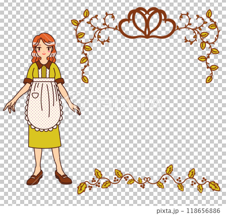 復古咖啡館職員與框架材料 118656886