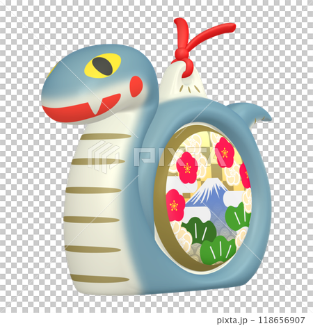 新年賀卡插畫素材生肖蛇年蛇雕像（1_1）藍色 118656907