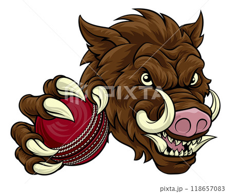 Boar Wild Hog Razorback Warthog Pig Cricket Mascot 118657083