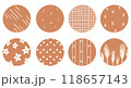 手描きの和風柄8点セット ベージュ色 手描きの和風柄8点セット ベージュ色 118657143