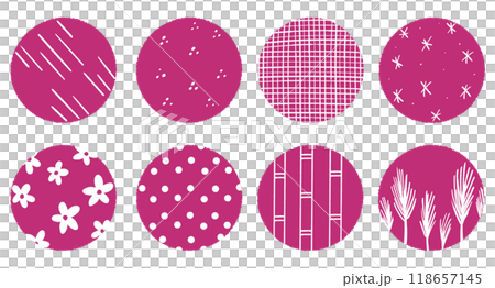 Hand-painted Japanese-style pattern set of 8, reddish purple Hand-painted Japanese-style pattern set of 8, reddish purple 118657145