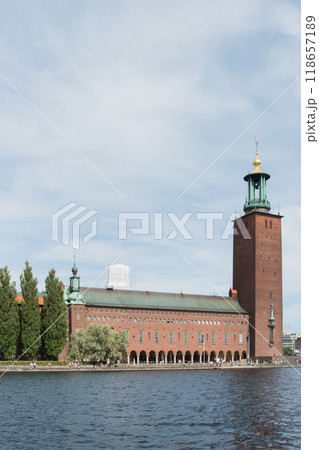 Beautiful aerial view of Stockholm city hall. Waterfront 118657189