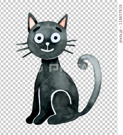 watercolor illustration for halloween. cute black cat. character for children watercolor illustration for halloween. cute black cat. character for children 118657619