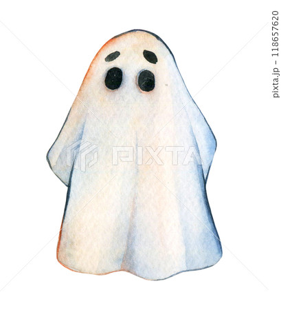 watercolor illustration for halloween. cute ghost. character for children 118657620
