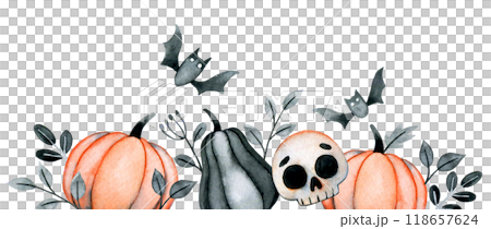 watercolor border for halloween. cute frame for children's party 118657624