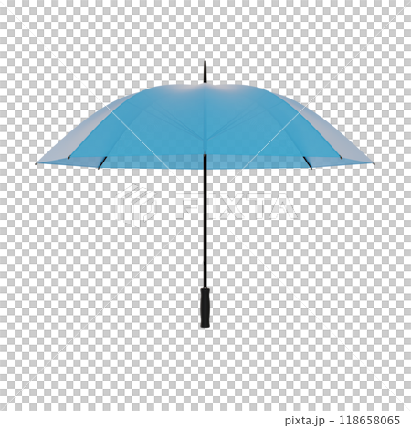 Open blue umbrella with black handle, isolated on white background Open blue umbrella with black handle, isolated on white background 118658065