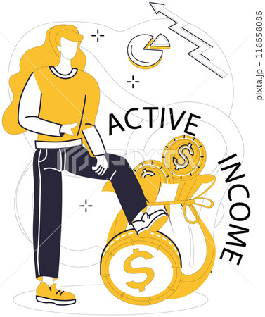 Earned income vector illustration. Investing is art sculpting economic landscape with flow earned income Expense management is captain steering ship through unpredictable waters finance Earned income vector illustration. Investing is art sculpting economic landscape with flow earned income Expense management is captain steering ship through unpredictable waters finance 118658086