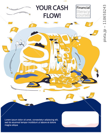 Cash flow vector illustration. Income is heartbeat thriving and evolving economic cash flow Wealth accumulates like treasures gathered on journey financial discovery Budgeting is roadmap guiding 118658243
