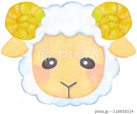 かわいい羊のイラスト 角 顔 かわいい羊のイラスト 角 顔 118658314
