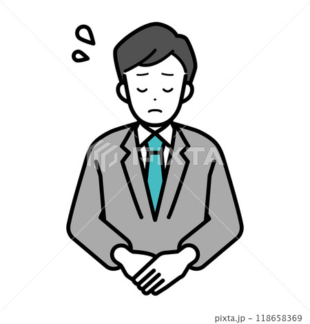 お辞儀をするビジネスパーソン男性のイラスト 118658369