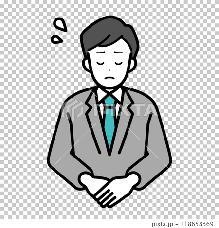 お辞儀をするビジネスパーソン男性のイラスト 118658369