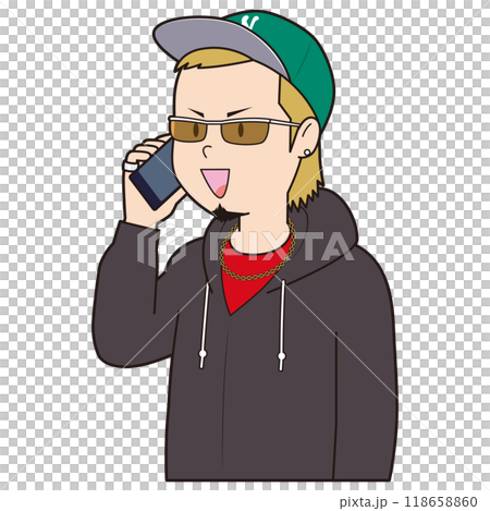 A semi-grey man making a phone call 118658860