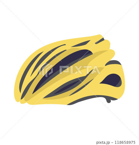 Yellow bicycle helmet in flat design. Protection headwear for biking. Vector illustration isolated. Yellow bicycle helmet in flat design. Protection headwear for biking. Vector illustration isolated. 118658975