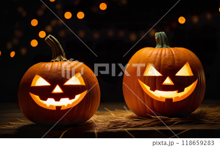glowing pumpkin, halloween concept, close up glowing pumpkin, halloween concept, close up 118659283