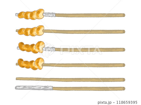 こんがり焼けた棒パン　手描きタッチイラストセット1 118659395