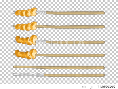 こんがり焼けた棒パン　手描きタッチイラストセット1 118659395