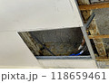 Ceiling restoration with exposed wiring 118659461