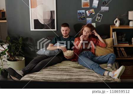 Eating popcorn and watching movie 118659512