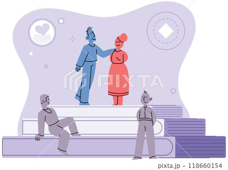 Social distance vector illustration. Social distancing guidelines are in place to protect public well being Maintaining physical distance is preventive measure during pandemic The social distance 118660154