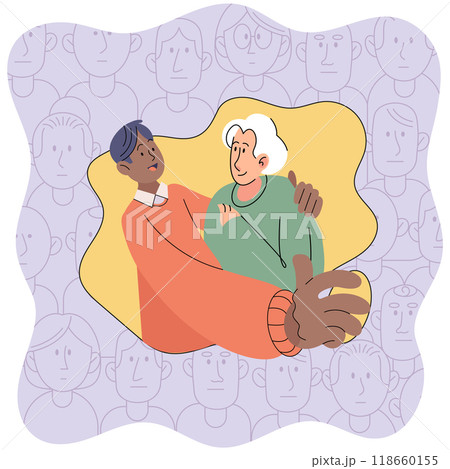 Social distance vector illustration. The social distance concept delves into societal implications physical separation Keeping distance from others can lead to social challenges Avoiding crowded Social distance vector illustration. The social distance concept delves into societal implications physical separation Keeping distance from others can lead to social challenges Avoiding crowded 118660155