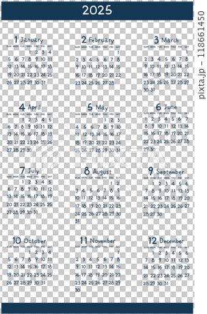 2025年の年間カレンダー 日曜日始まり 2025年の年間カレンダー 日曜日始まり 118661450