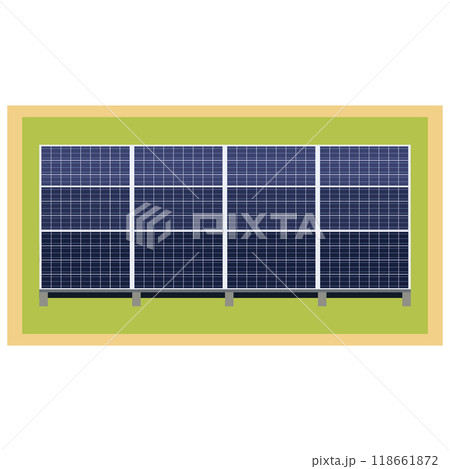 ソーラーパネルを使った太陽光発電システムのイラスト 118661872