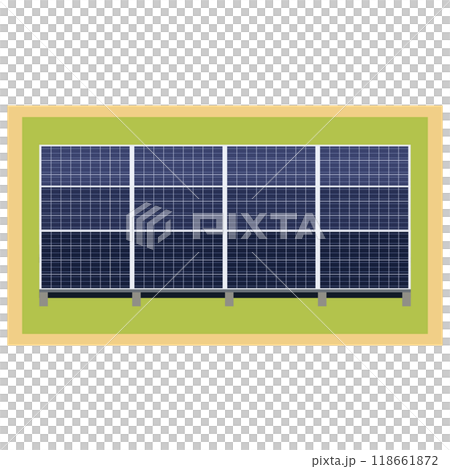 ソーラーパネルを使った太陽光発電システムのイラスト 118661872
