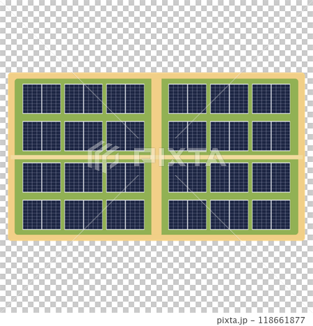 ソーラーパネルを使った太陽光発電システムのイラスト ソーラーパネルを使った太陽光発電システムのイラスト 118661877