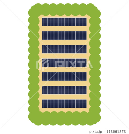 ソーラーパネルを使った太陽光発電システムのイラスト ソーラーパネルを使った太陽光発電システムのイラスト 118661878