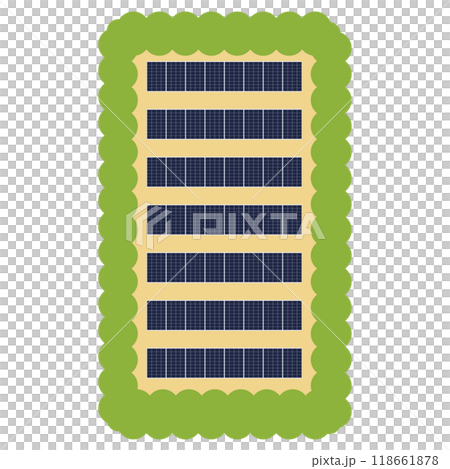 ソーラーパネルを使った太陽光発電システムのイラスト ソーラーパネルを使った太陽光発電システムのイラスト 118661878
