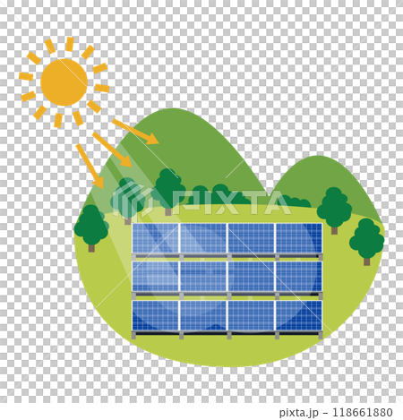 Illustration of a solar power generation system using solar panels 118661880