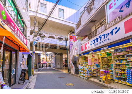 日本の川崎都市景観 9月。高架下の二子新地駅東口や駅前の商店街・二子大通り商和会などを望む 日本の川崎都市景観 9月。高架下の二子新地駅東口や駅前の商店街・二子大通り商和会などを望む 118661897