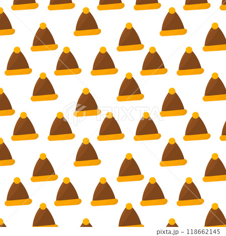 hat yellow knitted brown pattern textile vector 118662145