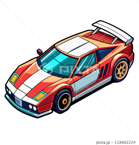 Isometric sports car with retro design. Vintage supercar isometric icon 118662224